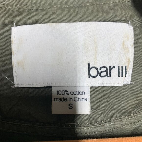 Bar III Dusty Olive Utility Field Jacket 100% Cotton Zip Front Sz Small - Picture 6 of 6